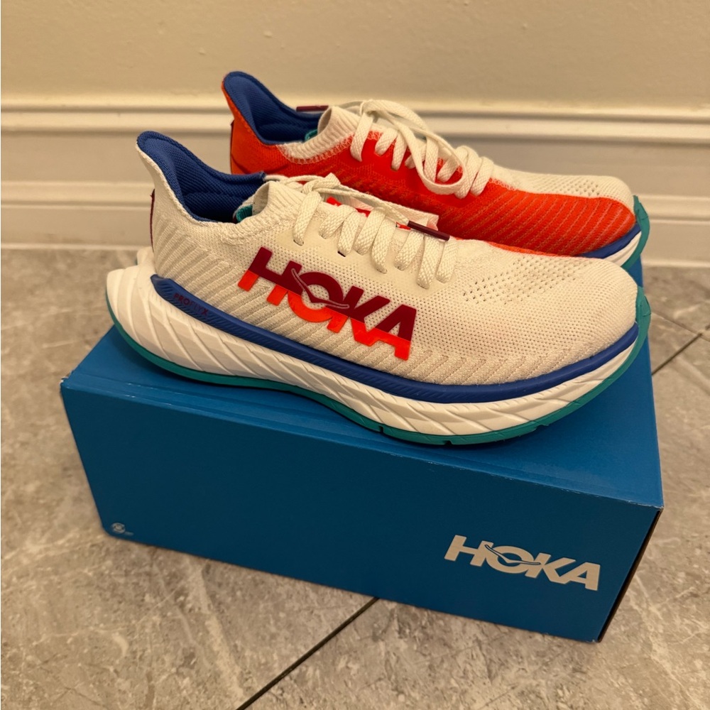 Hoka Women's White Orange Blue Running Shoes